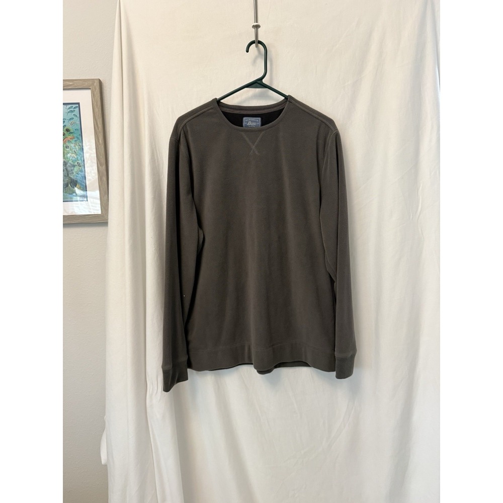 G.H. Bass & Co Mens L Moss Green Fleece Crewneck Pullover Sweatshirt Outdoor